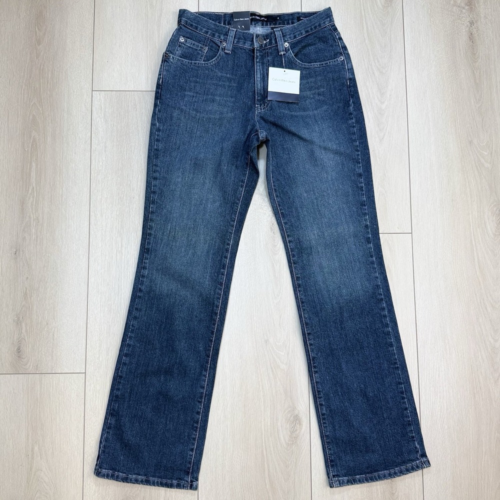 VTG Y2K Calvin Klein Jeans Womens 2 Stretch Bootcut Faded Blue Denim Jean NWT CK
